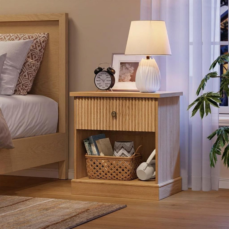 57.7cm W Solid Wood Bedside Table, White