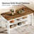 63-Inch Solid Wood Kitchen Island with Storage Shelves, Farmhouse Island Table Counter Height Bar Table for Kitchen, Dining Room-2051350104