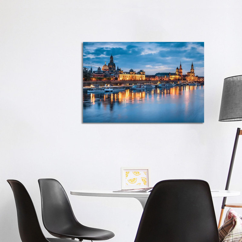 Dresden Skyline At Night by Jan Becke - Wrapped Canvas Print, 66.04 cm H x 45.72 cm W