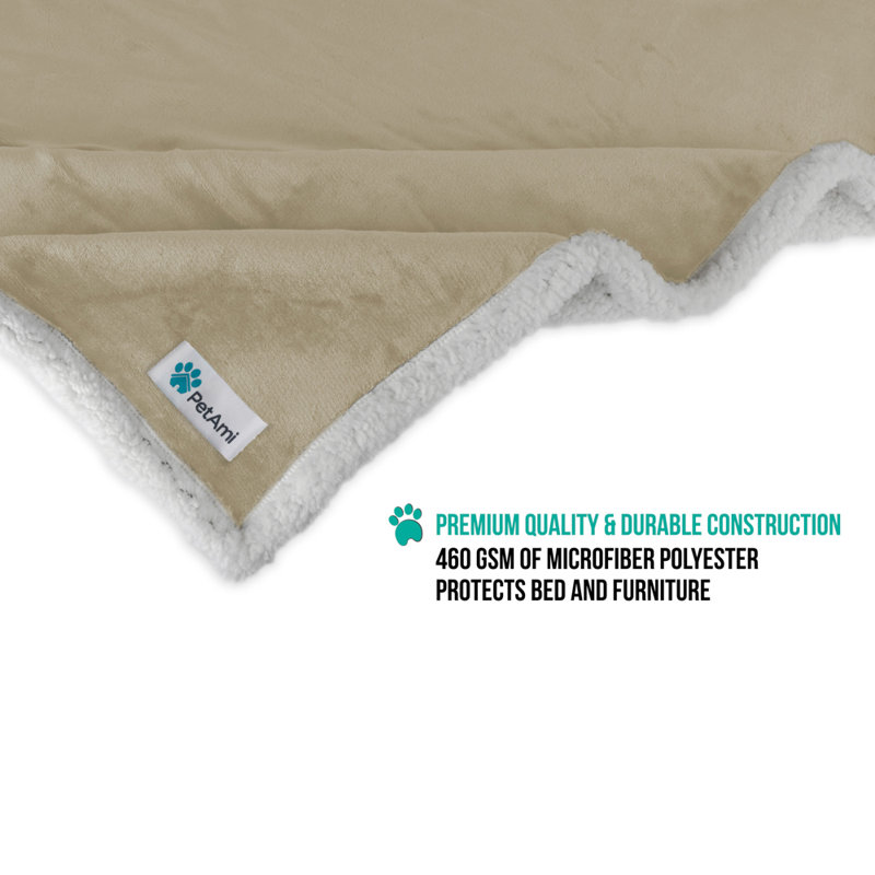 Taupe Waterproof Sherpa Fleece Medium Outdoor Pet Blanket