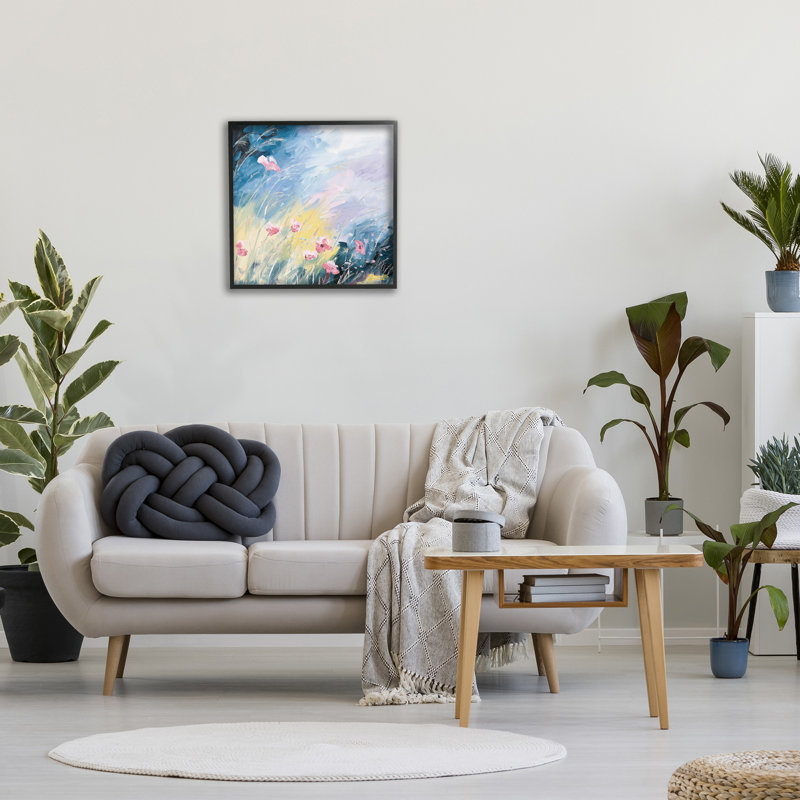 Fleurs avec ombre abstraite, estampe numérique de Meredith Howse, Giclée encadrée noir minuit, H 24 po x l 24 po