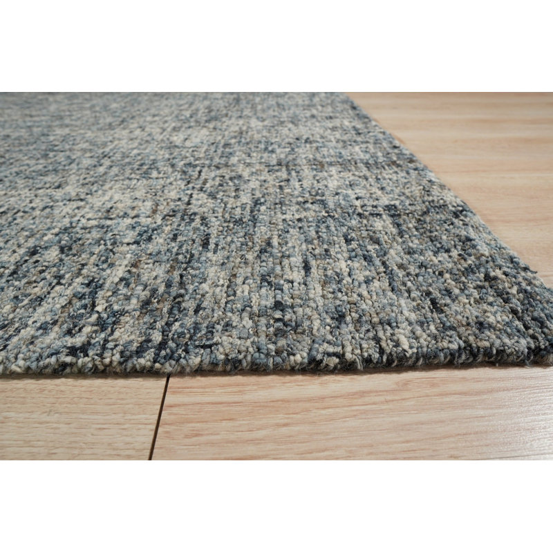 Hand Tufted Wool Area Rug, Dark Blue