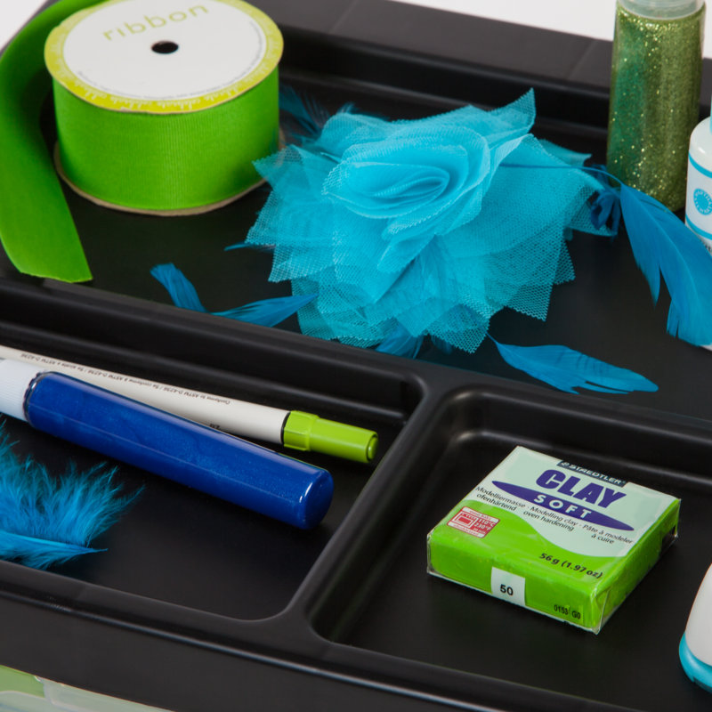 Black 5-Drawer Plastic Scrapbook Storage Cart with Organizer Top