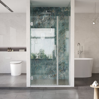 41-42 in. W x 72 in. H Hinged Frameless Shower Door with 3/8 in. SGCC Clear Tempered Glass,Chrome