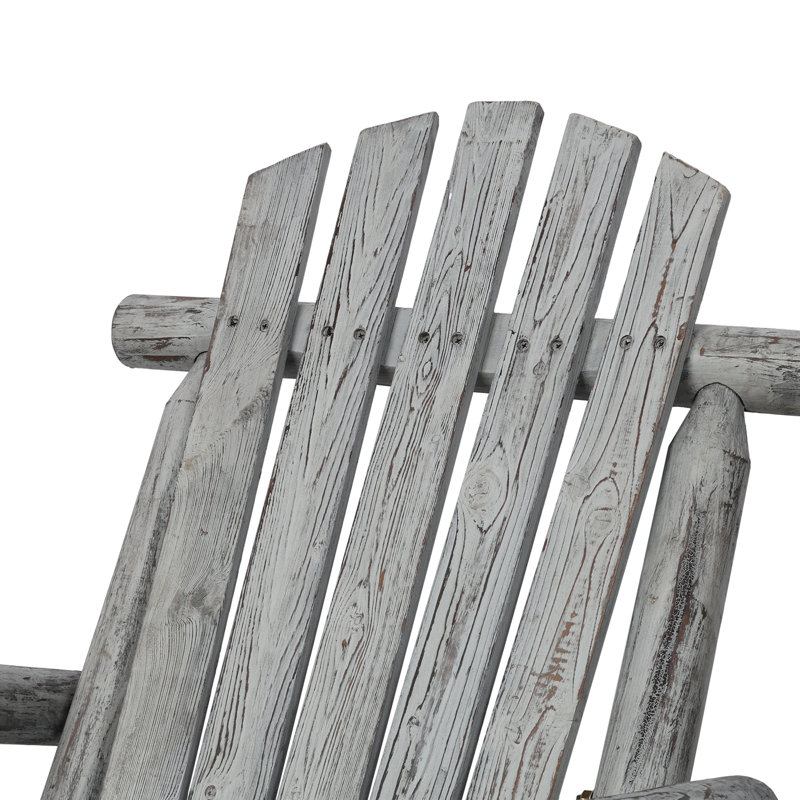 Chaise berçante de patio en bois avec grand dossier, Gris clair