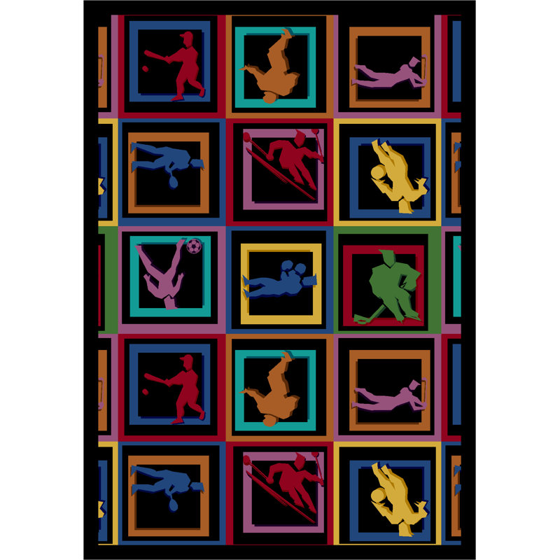 Tapis Sports Let The Games commence, Rectangle 5 pi 4 po x 7 pi 8 po