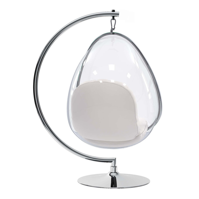 Fauteuil ballon en similicuir 28 po blanc et argent