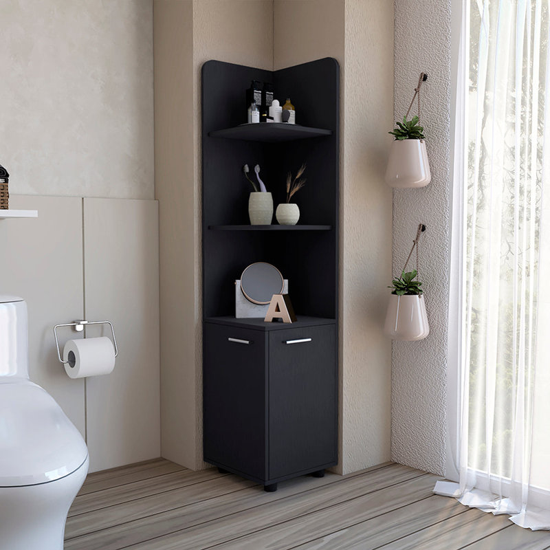 Armoire autoportante Kairatu, salle de bain, noir