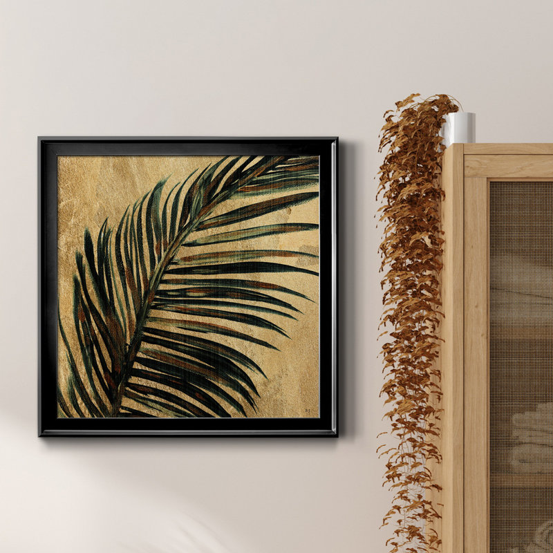 «Lush Palm I», peinture sur toile encadrée, H 17,5 po x l 17,5 po x P 1,5 po, Cadre noir