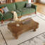 Table basse à plateau relevable en noyer pour le salon avec rangement caché, élévateur hydraulique et coins de sécurité | Idée de cadeau