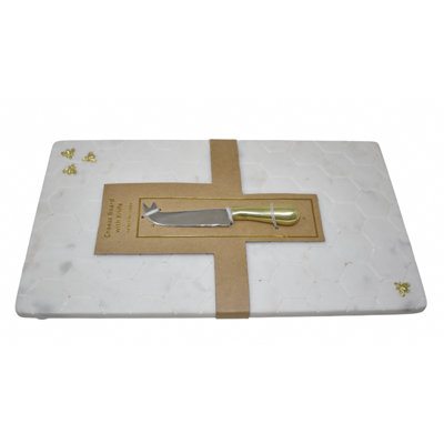 16X9Cheese Board White Marble With Cheese Knife 4