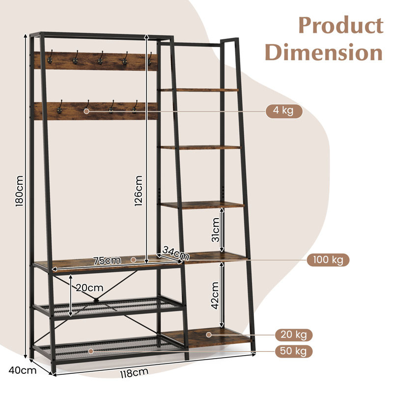 Hall Tree 118cm Wide