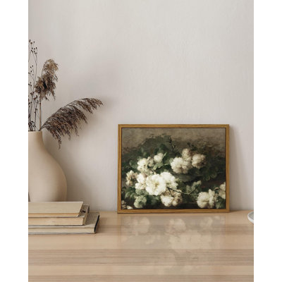 Small Floral Framed Canvas, Vintage Desktop & Wall Decor, 8×10