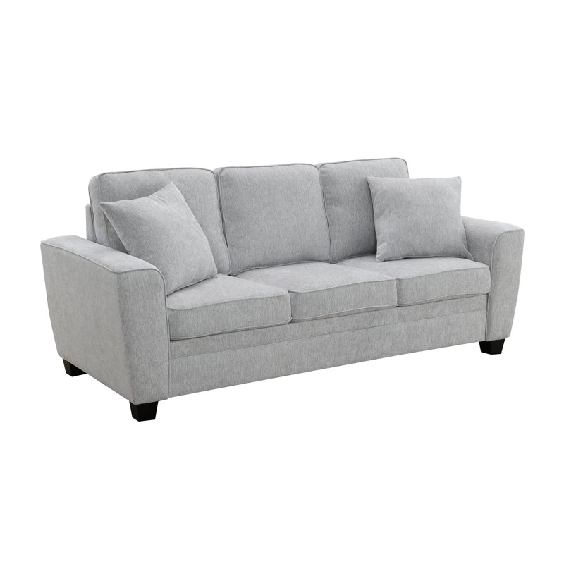 Darley 84" Sofa with 2 Pillows, Soft Gray Chenille