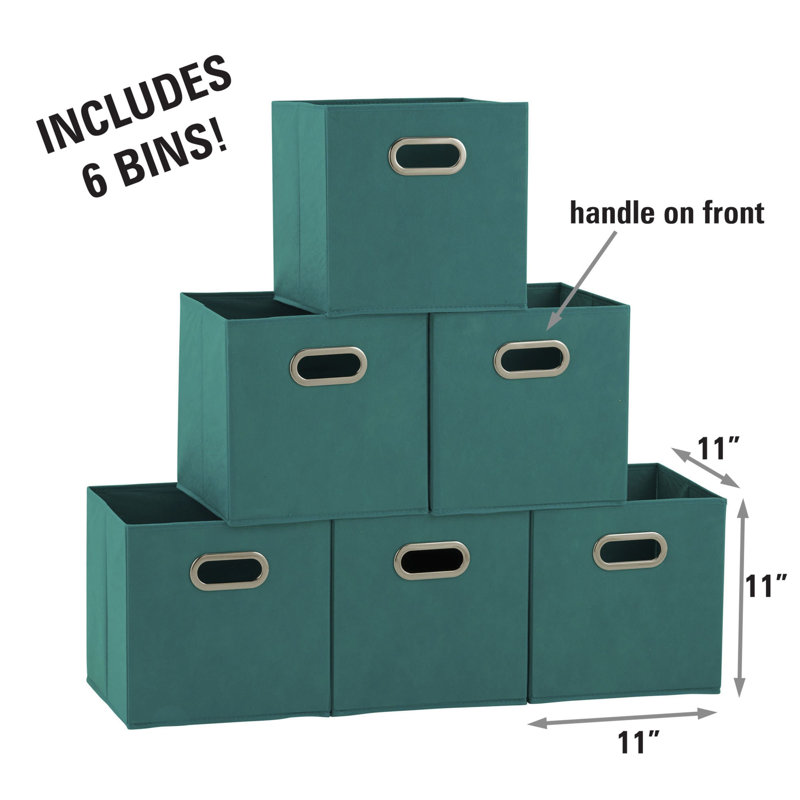 Wayfair Basics® Open Fabric Storage Bin Set, Aqua