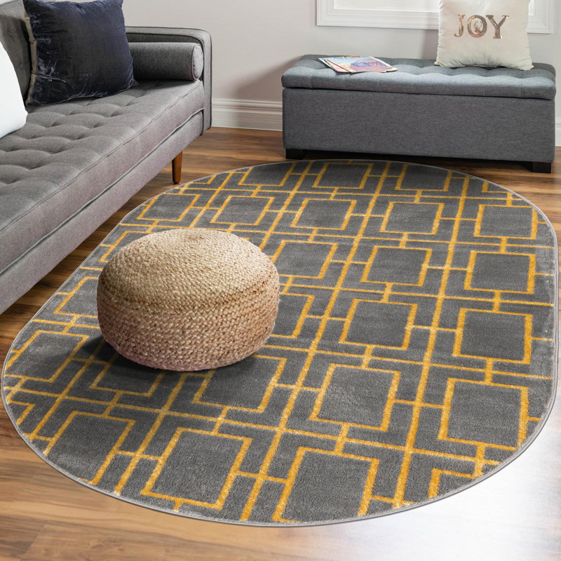 Geometric Area Rug, Oval 160 cm x 243.8 cm
