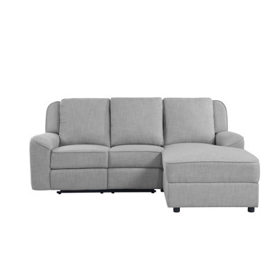 Fashionable Gray Linen 3 Sectional With Practical Dropdown Table Function Stylish Convenient Feature