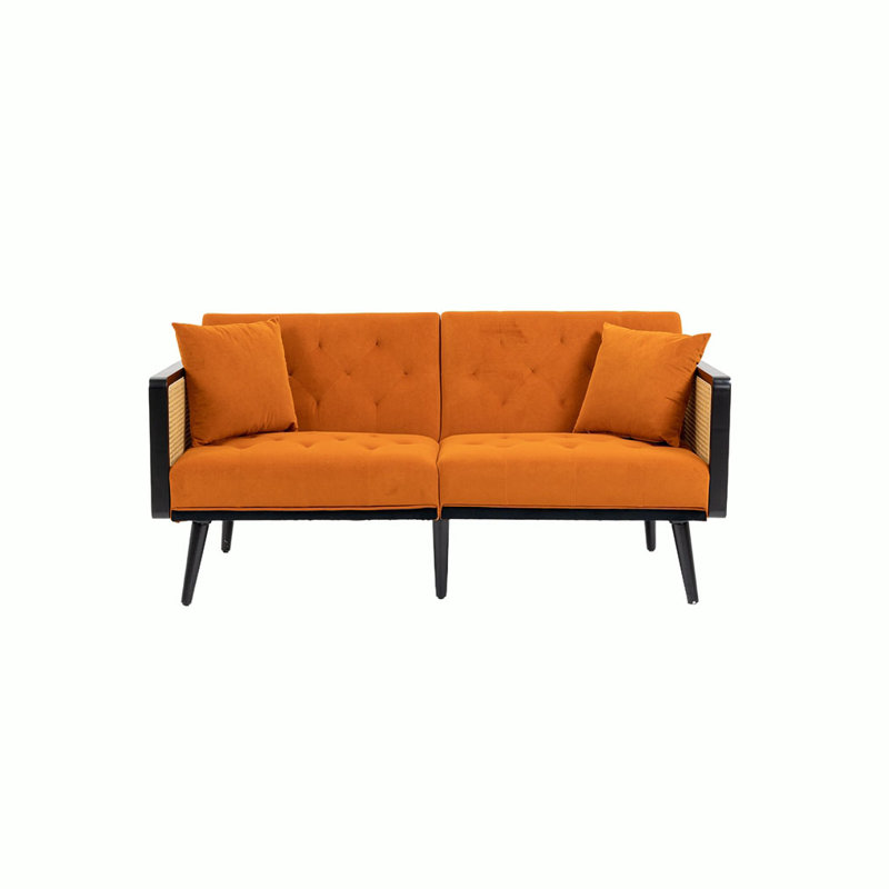 Causeuse rembourrée Arman, Velours orange