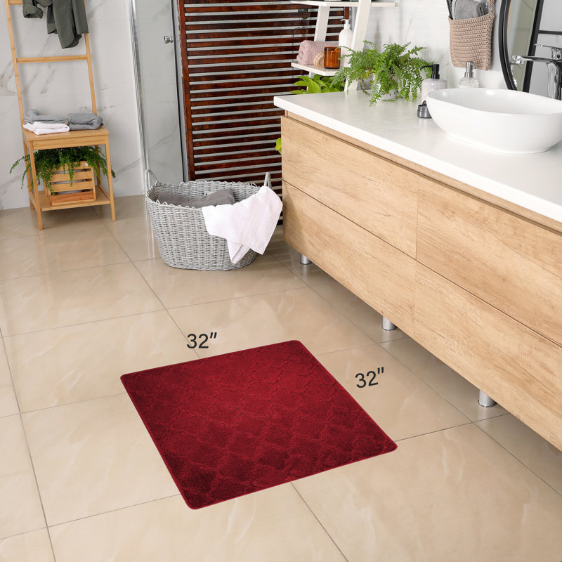 Tapis de cuisine, Rouge, Carré 2 pi 8 po