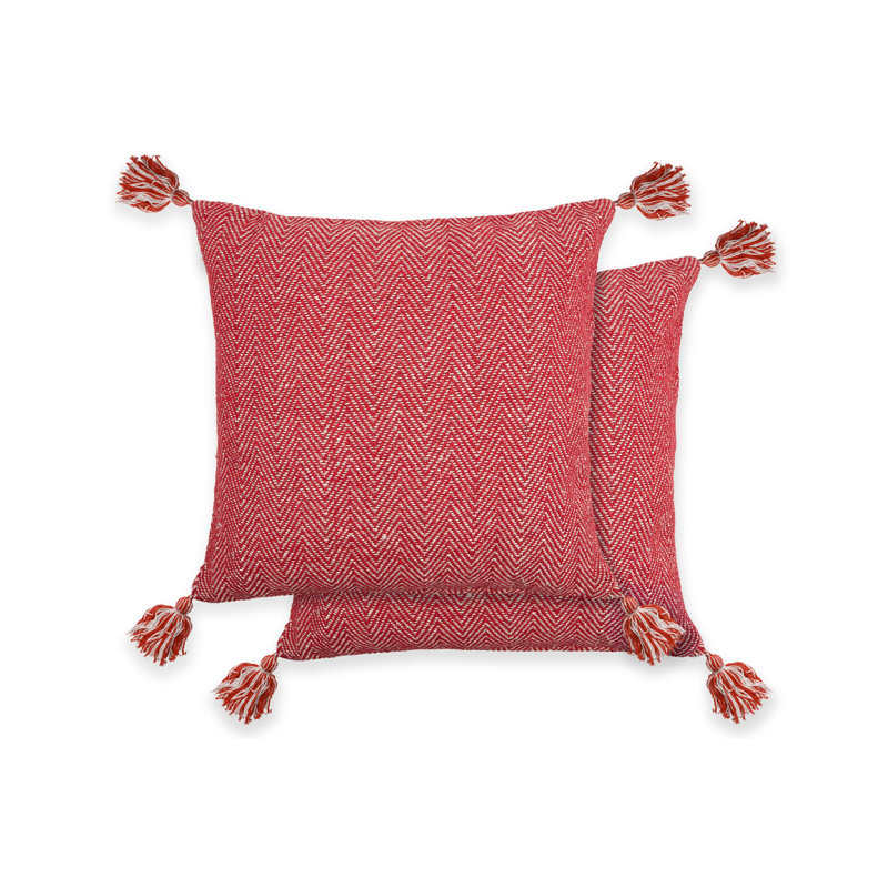 Meurer Geometric Square Cushion, Red