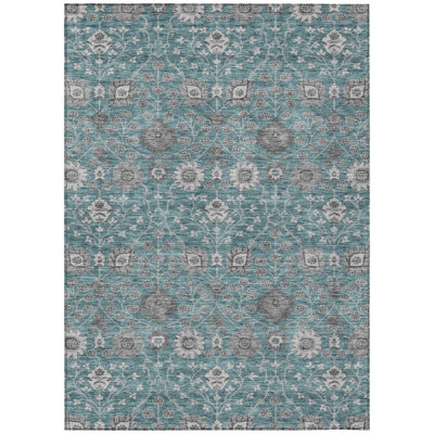 Machine Washable Indoor/Outdoor Cicel ACN1155 Teal Rug