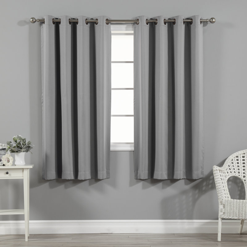 Adina Sevan Solid Thermal Grommet Curtain Panels, 52"W x 72"L, Grey