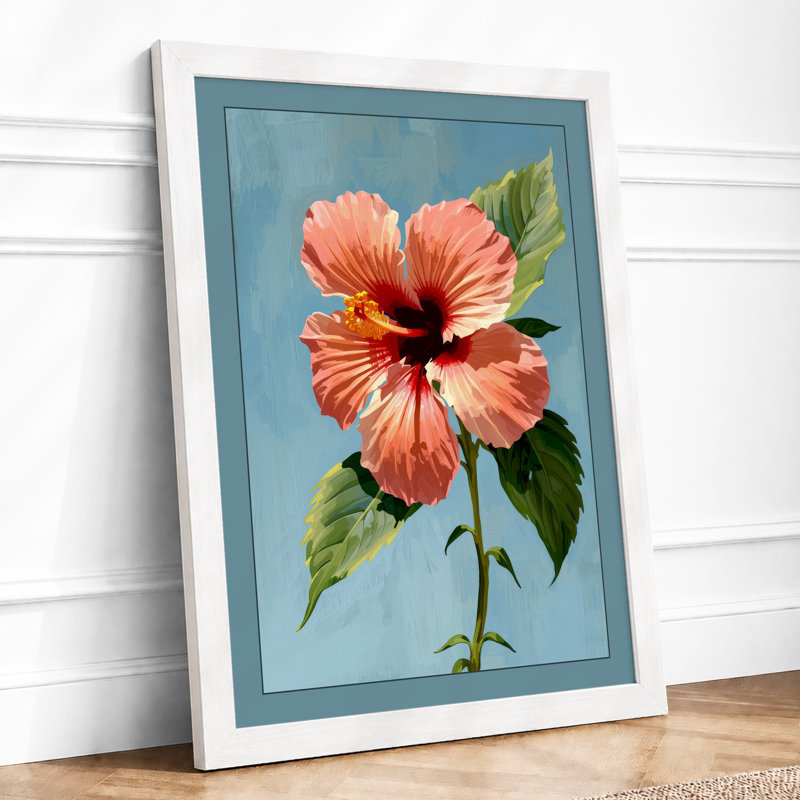 Hibiscus Study Botanical - Framed Print, A3 - 42.0 x 29.7 cm, White