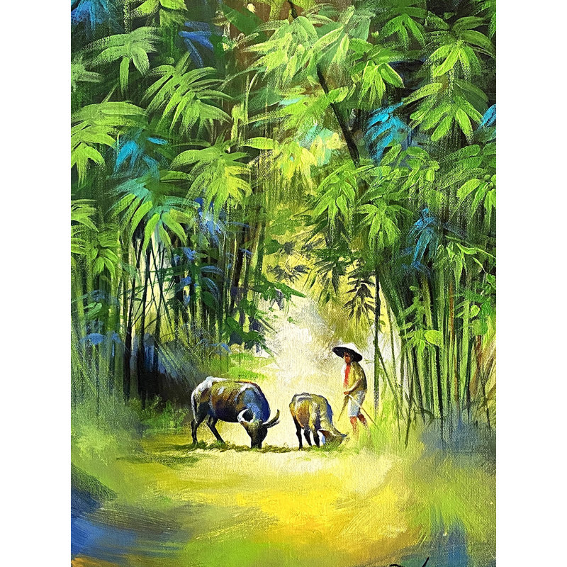 Acrylique paysage champêtre | Peinture acrylique sur toile | Décoration murale