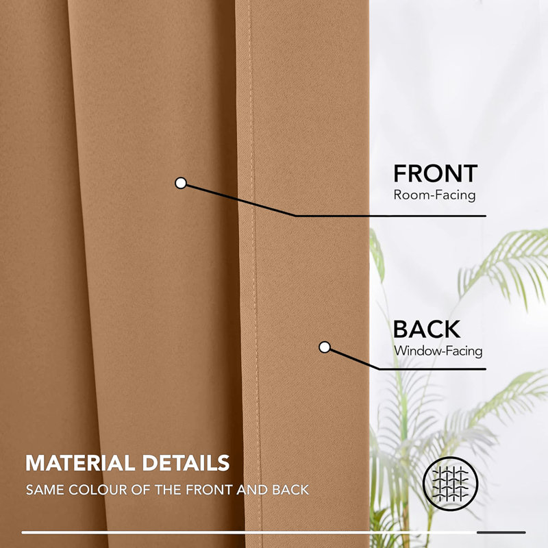 Triple Woven Blackout Curtains - Elegant Room Darkening, 168cm Width x 137cm Drop, Beige