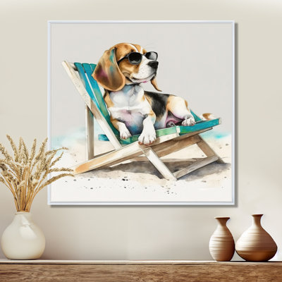 Dog On The Beach II - Dog Canvas Wall Art