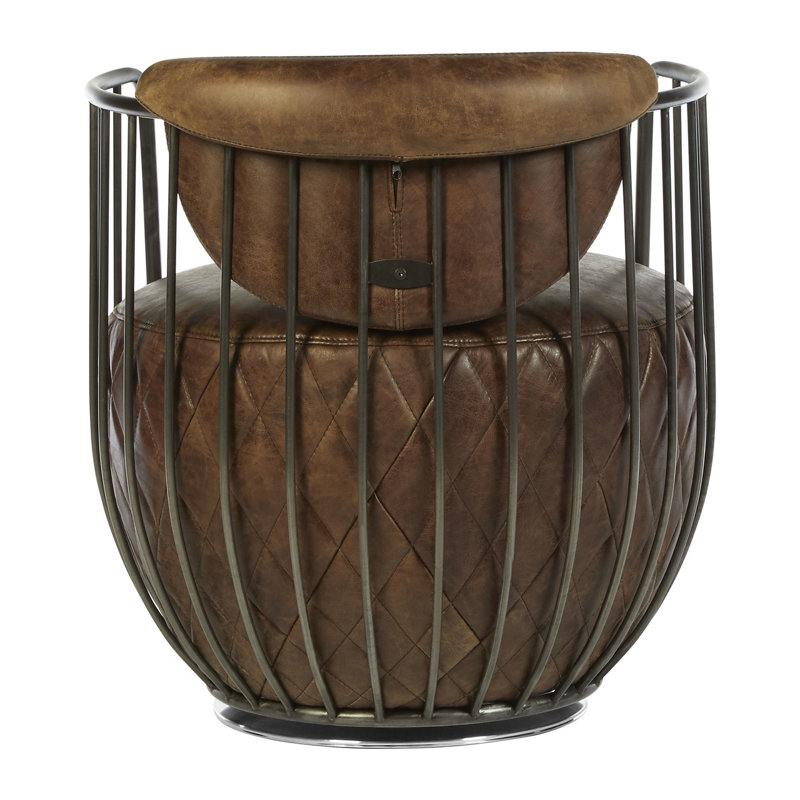 Future Tense Leather Swivel Barrel Chair, Brown