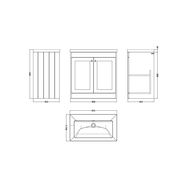 Ashwick Bathroom Vanity, Pebble Grey, 813 cm