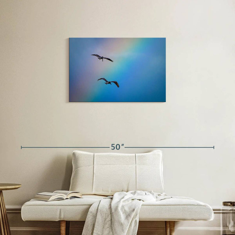 Brampt oiseaux et arc-en-ciel, H 20 po x l 30 po