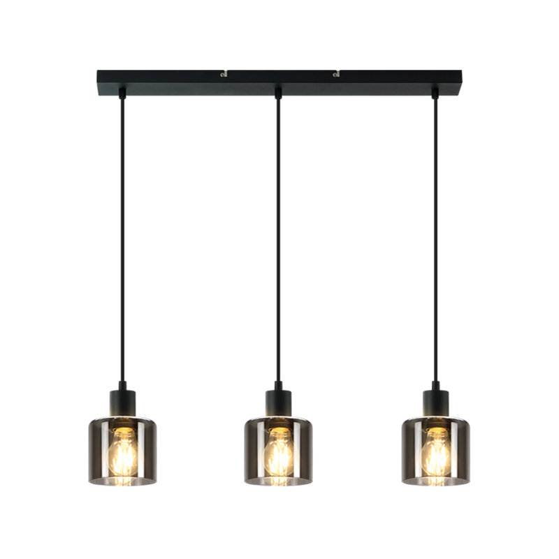 Pendelleuchte 3 Flammig E27 - Vintage Glas Schirm 150cm Höhenverstellbar Esstischlampe für Bar