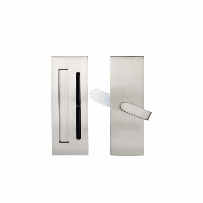Modern Rectangular Square Privacy (Bed & Bath) Door Lever, Silver