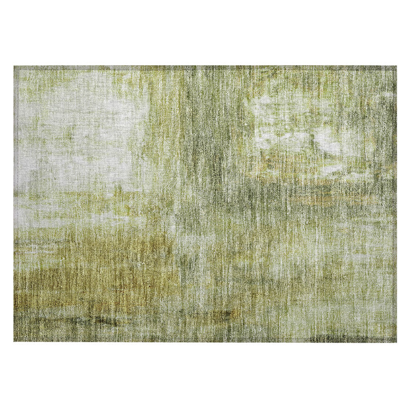 Sage Green Rectangular Machine Washable Indoor/Outdoor Rug