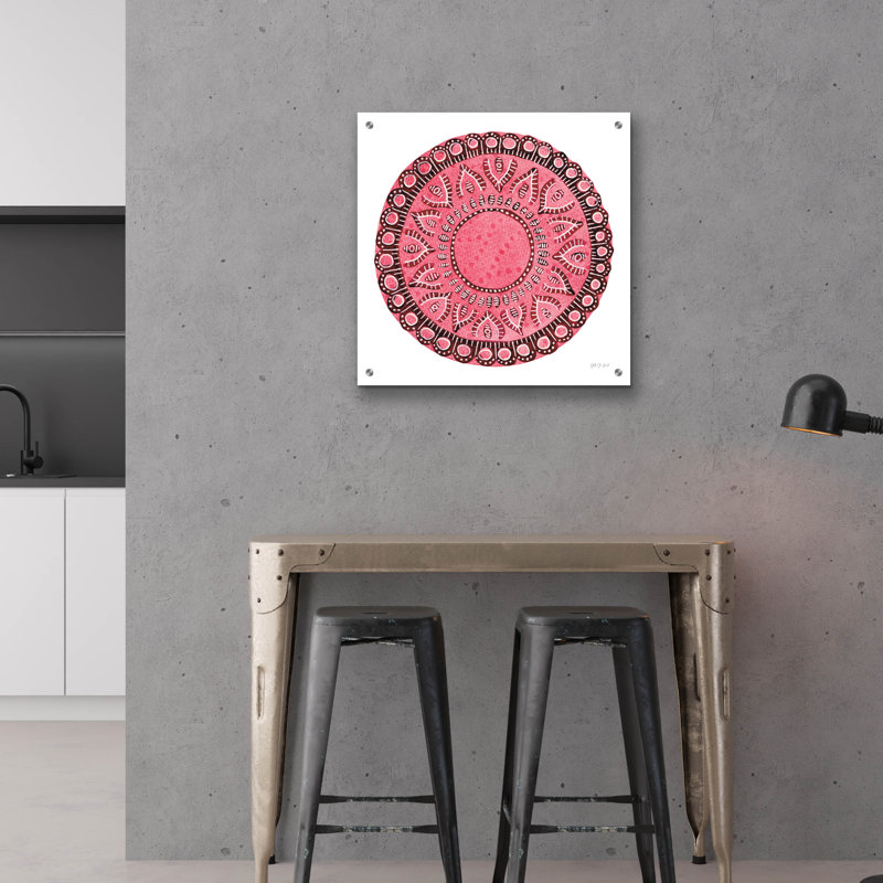 Bungalow Rose «Pink Mandala» par Yvette St. Amant, art mural en verre acrylique, H 24 po x l 24 po x P 0,2 po