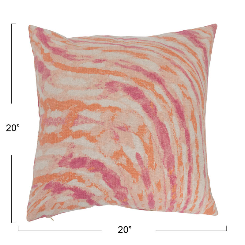 20" Multicolor Cotton Slub Marble Print Throw Pillow Set
