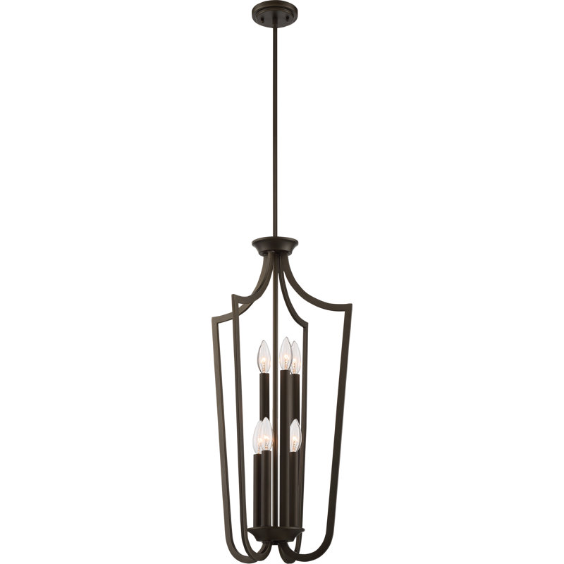 Alejandre 6 - Light Lantern Geometric Chandelier, Aged  Bronze