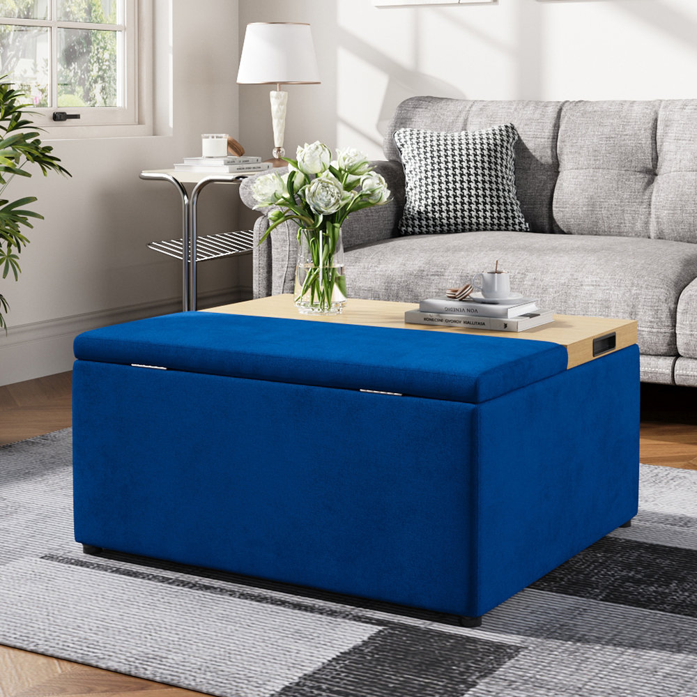 85cm Wide Velvet Rectangle No Pattern Standard Ottoman