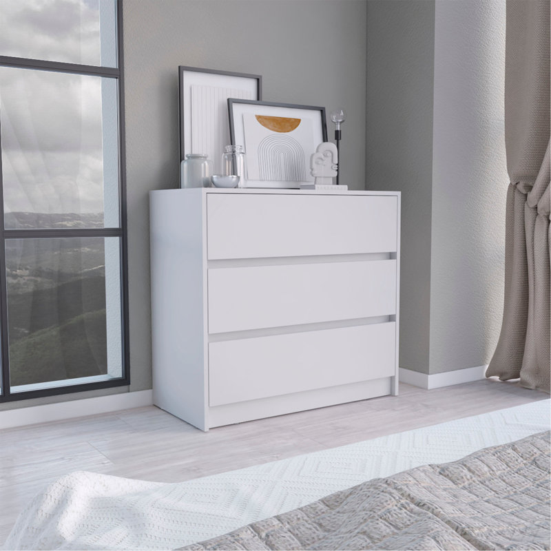 Commode H 31 po, 3 tiroirs, commode, blanc, Blanc