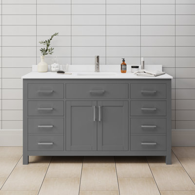 Beckett 60" Freestanding Single Bathroom Vanity with Cultured Marble Top