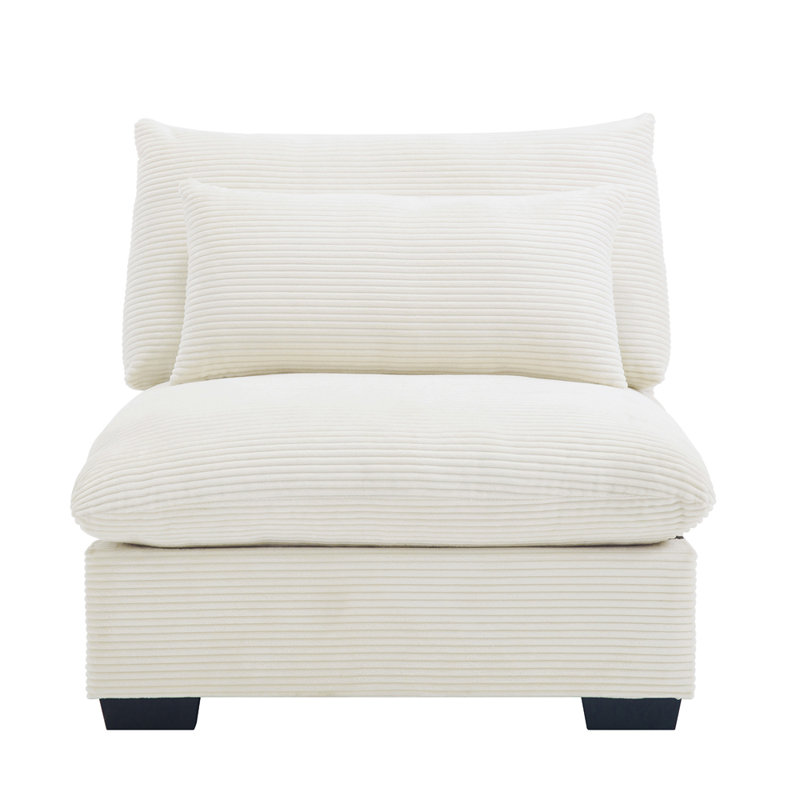 Armless Sofa, Beige Corduroy