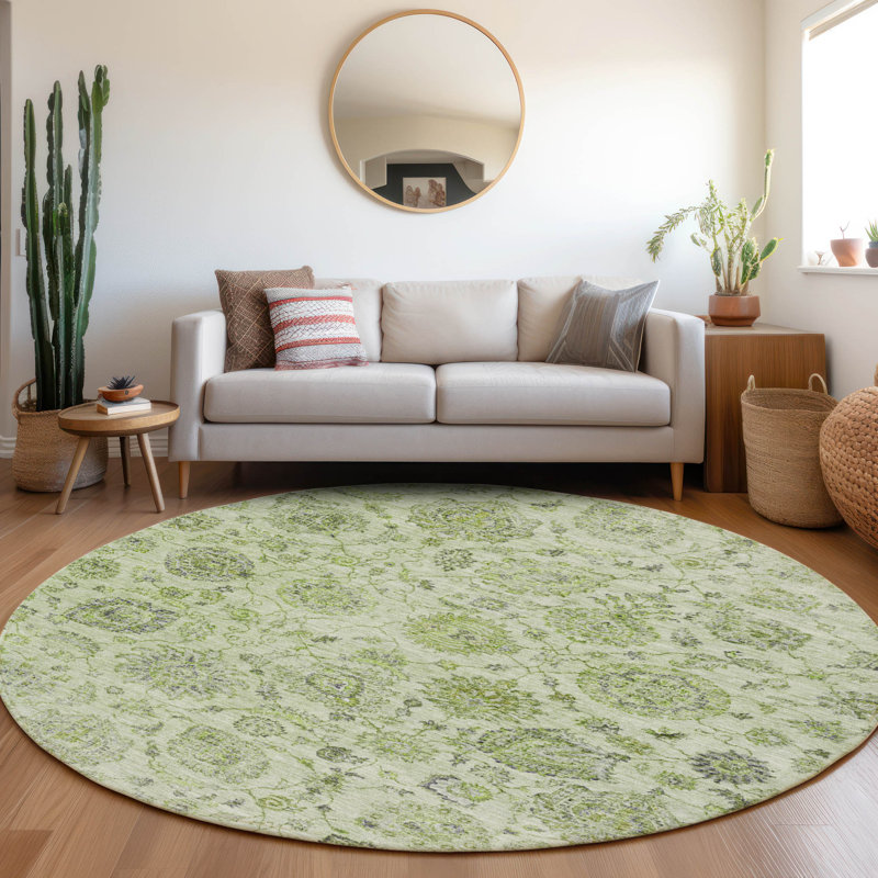 Tapis intérieur / extérieur Xhevrie lavable à la machine, Rond 8 pi