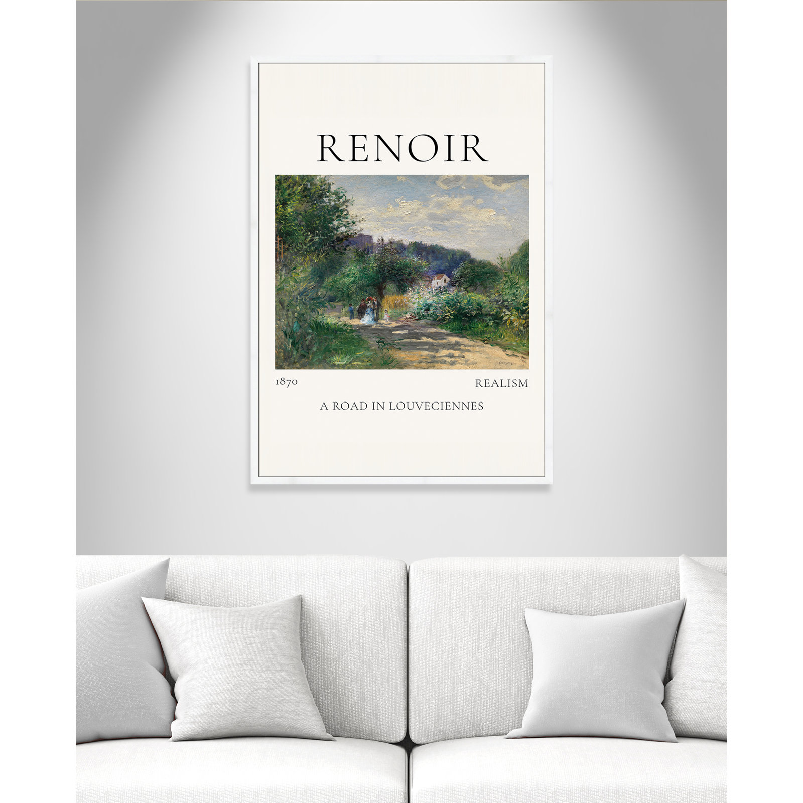 Rocchetto "A Road in Louveciennes" Print, White Single Picture Frame, No, 55" H x 39" W x 1.25" D