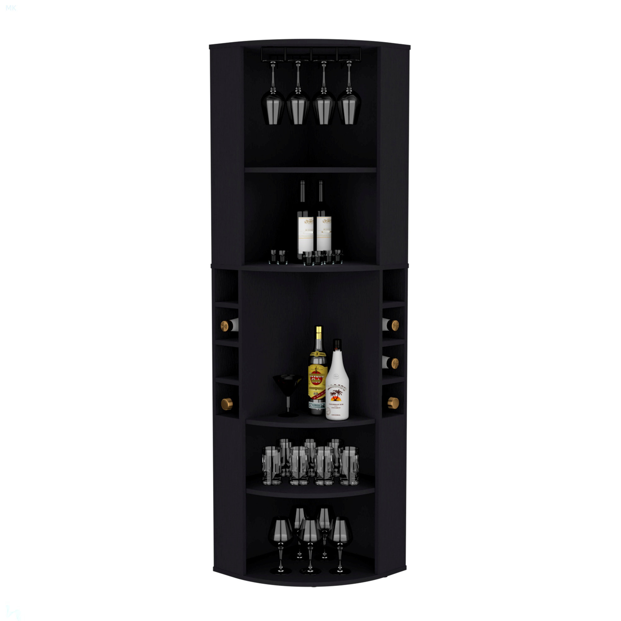 Hokku Designs Corner Bar Cabinet With Five Shelves , Eight Bottle ...