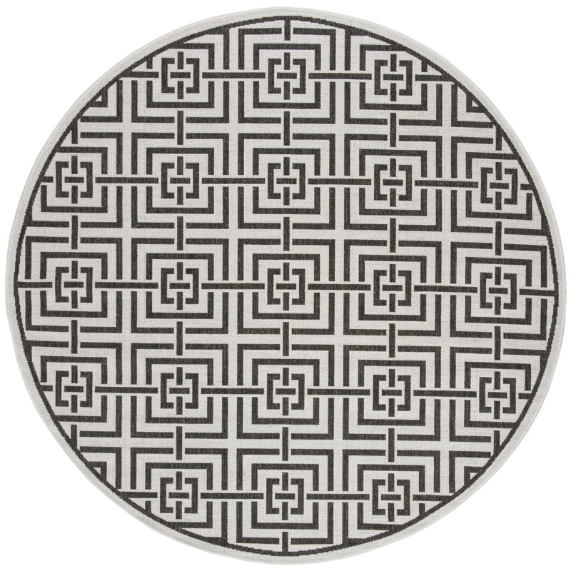 Tapis d'intérieur / extérieur géométrique Gowanus 100 Performance, Rond 6 pi 7 po