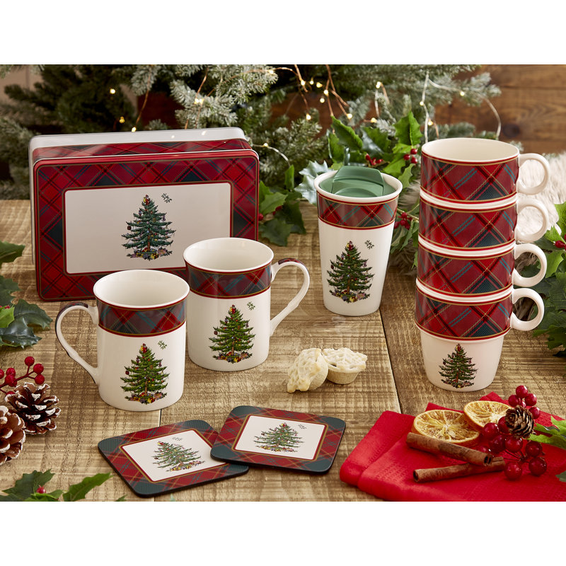 Christmas Tree TARTAN MUG AND TIN SET