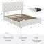 Structure de lit double avec 4 tiroirs de rangement, structure de lit tapissier en similicuir, tête de lit réglable, conception capitonnée à boutons en losange, sans sommier tapissier, blanc-1902772428-1902772429