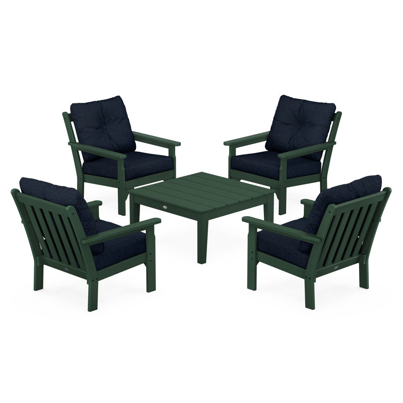 Vineyard 5-Piece Deep Seating Conversation Set, Mahogany, Granite